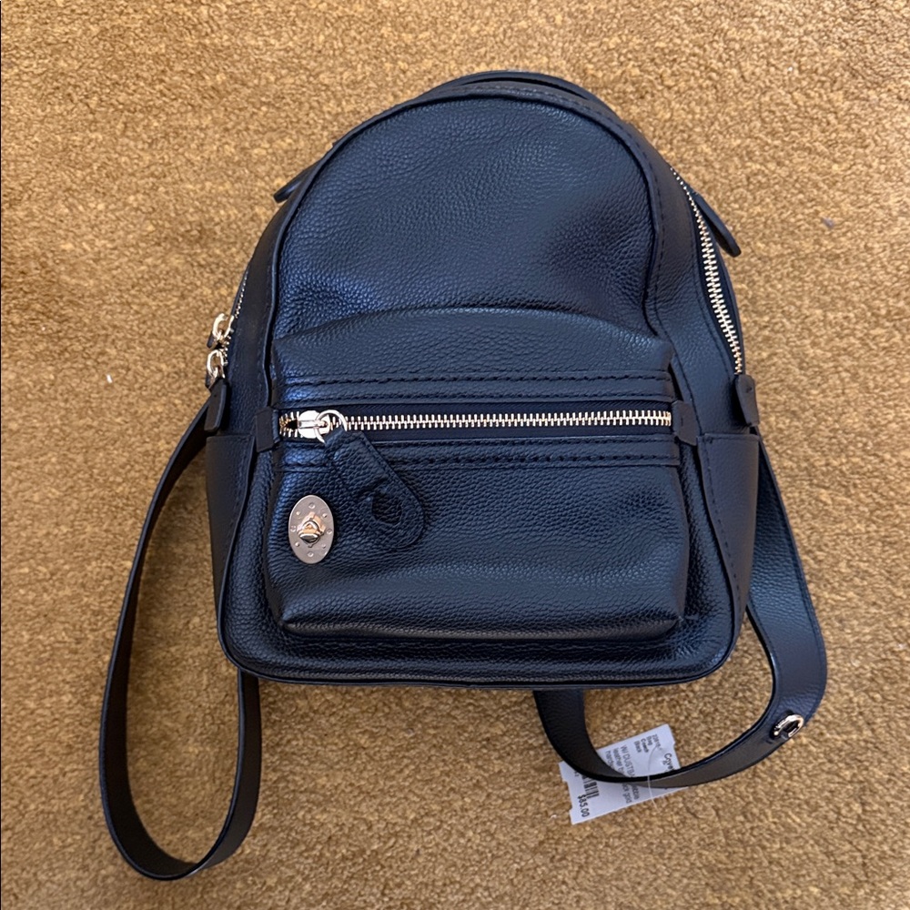 Coach Black Pebbled Leather Mini Backpack with Gold Hardware